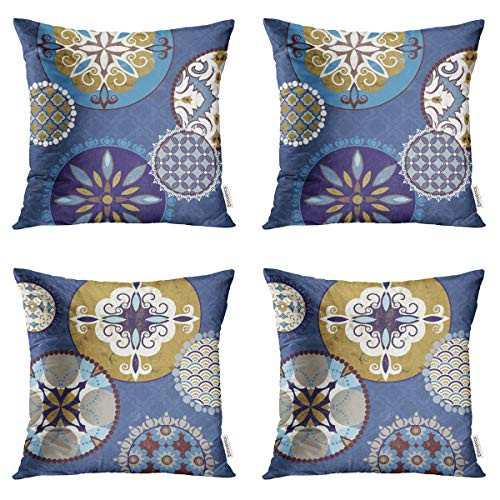Taysta Pack of 4 Throw Pillow Covers Cases Mediterranean Blue Decorative Merry Christmas Decorative Square Pillowcase Cover Case Cushion Home Decor 16 x 16 Inches Taysta Pack of 4 Throw Pillow Covers Cases Mediterranean Blue Decorative Merry Christmas Decorative Square Pillowcase Cover Case Cushion Home Decor 16 x 16 Inches