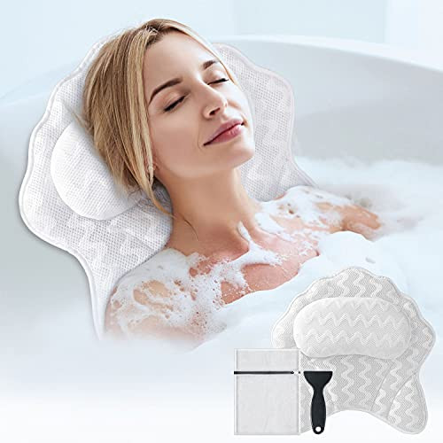 Bath Pillow for Tub, Powsure Luxury Bathtub Spa Pillow for Head, Neck,Shoulder and Back Support, 4D Air Mesh and Soft Bath Tub Pillows with 6 Powerful Suction Cups, Fits all Bathtub and Home Spa Bath Pillow for Tub, Powsure Luxury Bathtub Spa Pillow for Head, Neck,Shoulder and Back Support, 4D Air Mesh and Soft Bath Tub Pillows with 6 Powerful Suction Cups, Fits all Bathtub and Home Spa