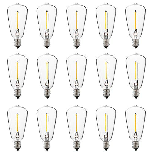 FLSNT 15 Pack ST38 LED String Light Replacement Bulbs for Patio,E12 Candelabra Base,0.6W,2700K Soft White Light,50LM,CRI80,Non-Dimmable