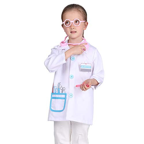 Doctor Costume for Kids Doctor Coat Girls White Doctor Lab Coat Role Play Costumes Dress Up Outfit for Toddler Boy