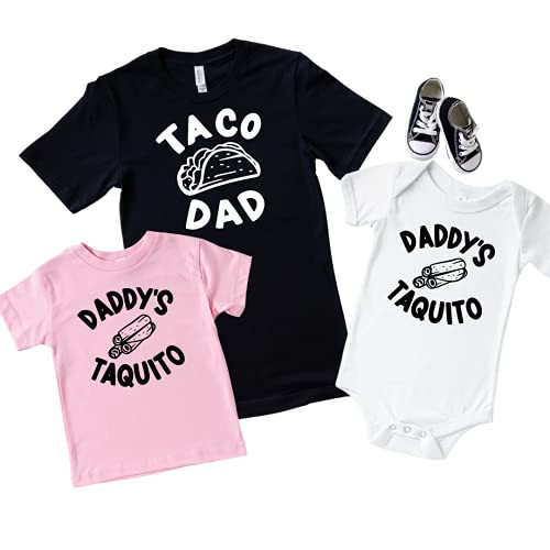 Taco Taquito Dad Baby Shirt, Funny Dad Son Matching Father's Day T-Shirt, Matching Shirts for Father and Newborn Son, Daddy Daughter Outfits, Dad and Baby Matching Clothes. New Dad Gifts