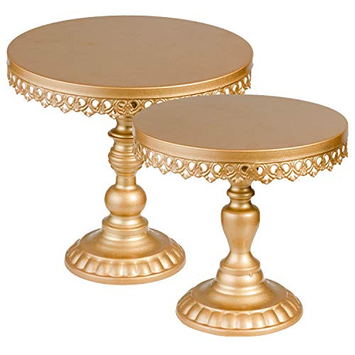 Gold Cake Stand,Round Metal Antique Cupcake Holder,Dessert Cupcake Stand/Display/Plate for Wedding Birthday&Party - Cake Stands - Cake Plate -