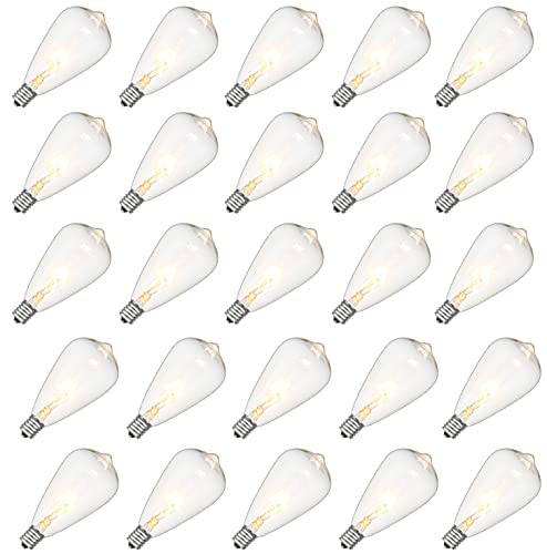 Pallerina 25-Pack ST35 Light Bulbs, Clear Edison Replacement Bulbs -5 Watts C7/E12 Screw Base Light Bulbs for Indoor/Outdoor Patio String Lights
