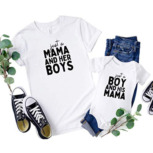 Matching Mother and Son outfits, Boy Mama Shirt, Mama and Baby Boy Matching Outfits, Just a Mama and her Boys, Mommy and Me Shirts Boy, Mothers Day Gifts, Mama's Boy, Mom and Baby Boy Clothes.