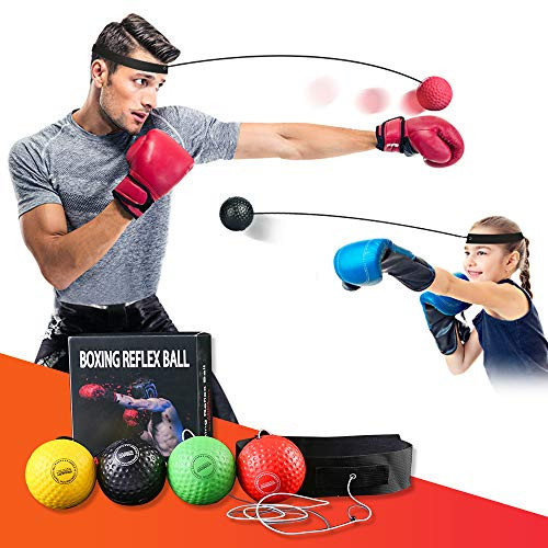 WESING Boxing Reflex Balls 3 Different Levels Boxing Balls with Headband and Extra Strings for Reaction Speed Accuracy and Hand Eyes Coordination Training
