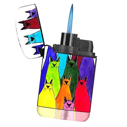 Sunshine Cases Stranger in Town Cat Art by Denise Every Matte Black Rubber Grip Flameless Turbo Pocket Lighter