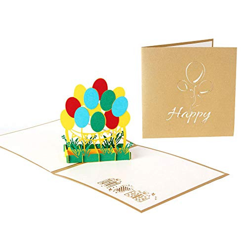 Autek Birthday Balloon Pop Up Greeting 3D Card Gift Birthday New Year Anniversary Valentine Wedding Graduation Thank You,Greeting Cards-Comes with Blank Envelope