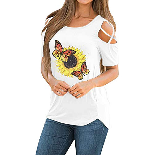 SmallYin Womens Summer T Shirts Casual Short Sleeve V Neck Tunic Strappy Cold Shoulder Floral Print Loose Basic Tops S-2XL SmallYin Womens Summer T Shirts Casual Short Sleeve V Neck Tunic Strappy Cold Shoulder Floral Print Loose Basic Tops S-2XL