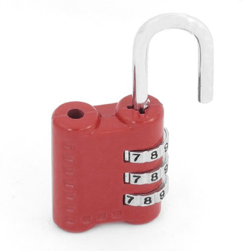 Aexit Red Metal Padlocks  and  Hasps 3 Dial Digit Combination Password Suitcase Code Combination Padlocks Lock Padlock