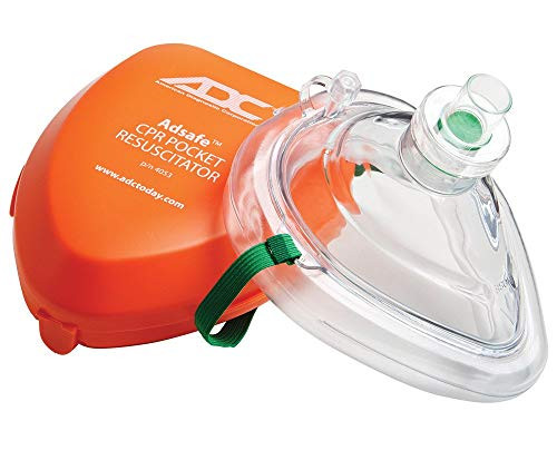 ADC Adsafe CPR Mask Pocket Resuscitator Kit with replaceable filter valve, disposable non-latex gloves, and alcohol wipe- 2 Kits - 4053-2