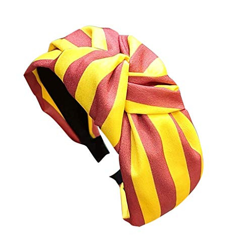 Holzkary Fashion Hair Hoop Wide Headbands Cross Knot Hairband Headwear Solid Color Cloth Hair Accessories for Women-Orange-1-