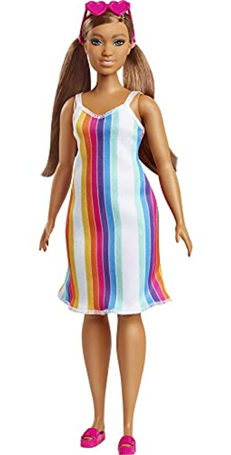Barbie Loves The Ocean Beach-Themed Doll -11.5-inch Curvy Brunette-, Made from Recycled Plastics, Wearing Fashion and Accessories, Gift for 3 to 7 Year Olds Barbie Loves The Ocean Beach-Themed Doll -11.5-inch Curvy Brunette-, Made from Recycled Plastics, Wearing Fashion and Accessories, Gift for 3 to 7 Year Olds