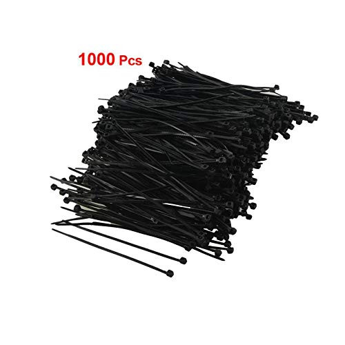 1000 Pcs Black Plastic Cable Zip Tie Fasten Wrap 1.8mm x 100mm