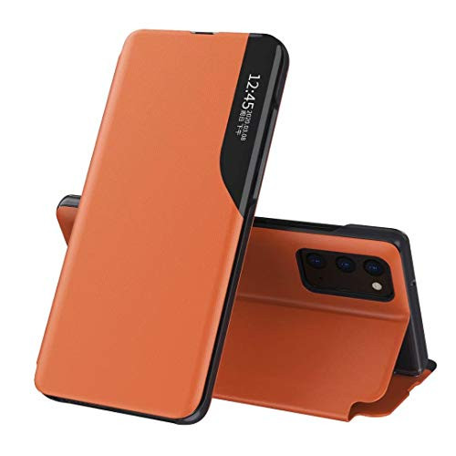 FTRONGRT Cover for Samsung Galaxy A52 5G Case, Magnetic Clamshell, Leather PC,Transparent Window Window, with Bracket, Suitable for Samsung Galaxy A52 5G Protective case.Orange