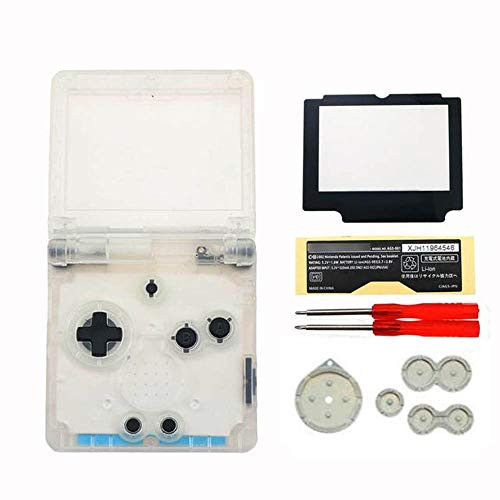 Full Housing Shell Housing Case Cover Button Screen Lens Conductive Pad Replacement for Game Boy Advance SP GBA SP Shell Case with Buttons Kit -Clear-