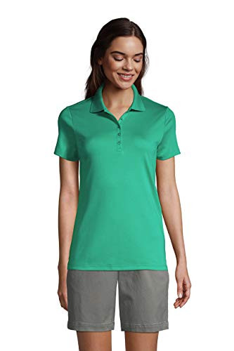Lands' End Womens Short Sleeve Supima Polo Global Green Regular X-Large