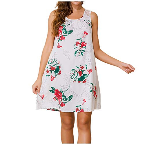 TWIFER Dresses for Women Casual Summer, Fashion Womens Casual Loose Sexy Printed O-Neck Sleeveless Dress White TWIFER Dresses for Women Casual Summer, Fashion Womens Casual Loose Sexy Printed O-Neck Sleeveless Dress White