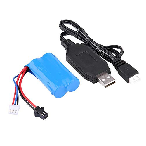 Yosoo Upgraded Rechargeable Battery, 7.4V 500mAh Universal LiPo Battery RC Accessory with USB Cable for RC Simulation Crawler Military Vehicle WPL Model Car