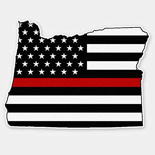 PoteLove Thin Red Line Flag Oregon Sticker for Envelope Laptop Fridge Guitar Car Motorcycle Helmet Luggage Cases Decor