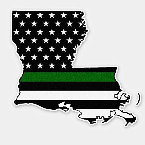 PoteLove Thin Green Line Flag Louisiana Sticker for Envelope Laptop Fridge Guitar Car Motorcycle Helmet Luggage Cases Decor