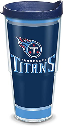 Tervis NFL Tennessee Titans-Touchdown Insulated Tumbler with Wrap and Navy Blue Travel Lid, 24 oz - Tritan, Clear