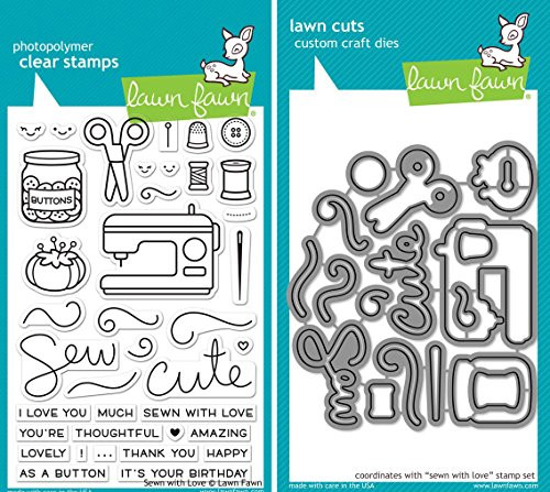 Lawn Fawn Sewn With Love Clear Stamp and Die Bundle LF1309 LF1310 (Set of 2 Items)