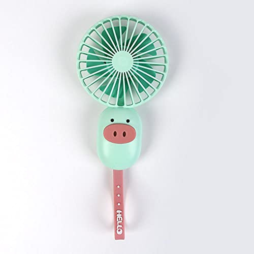 Pequeño ventilador electrico de mano mini USB de carga creativo portátil de dibujos animados estudiante de escritorio regalo-cerdo verde