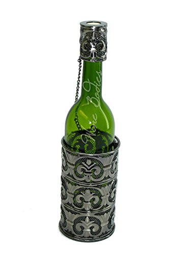 Wine Bodies Fleur De Lis Metal Wine Bottle Holder, Charcoal