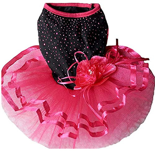 XiangYue SISAVE Unisex Small Cats Dogs Clothes Pet Blingbling Tutu Dress Dog Lace Skirt -Medium, Hot Pink- XiangYue SISAVE Unisex Small Cats Dogs Clothes Pet Blingbling Tutu Dress Dog Lace Skirt -Medium, Hot Pink-