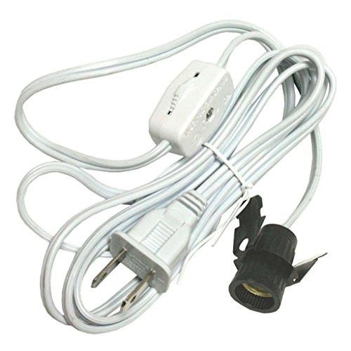 Westinghouse Lighting 2330500 SPT-1 Cord Set With Snap-In Pigtail Candelabra Base Socket and Cord Switch 18/2 White