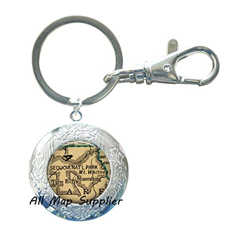Charming Locket Keychain,Sequoia National Park map Locket Key Ring, map Locket Keychain Charm, Sequoia Nat'l Park Locket Keychain, A0314 -1- Charming Locket Keychain,Sequoia National Park map Locket Key Ring, map Locket Keychain Charm, Sequoia Nat'l Park Locket Keychain, A0314 -1-