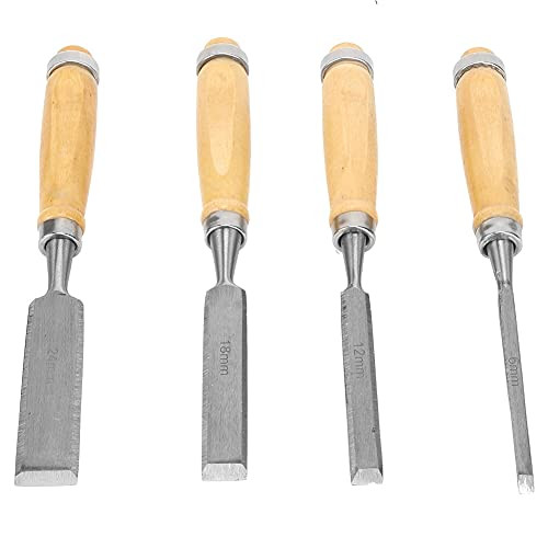 Wood Chisel Set Chrome Vanadium Alloy Steel Carving Chisel 4Pcs Wooden Handle Carpentry Woodworking Tool