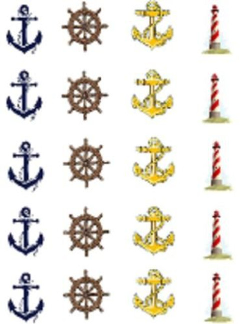 40 Maritime Lighthouse Anchors  and  Ships Wheel Nail Art Decals 40 Maritime Lighthouse Anchors  and  Ships Wheel Nail Art Decals