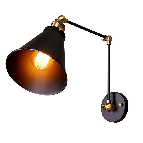 ATC Vintage Wall Sconce Industrial Iron Wall Light Adjustable Swing Arm Wall Lamp Spotlight Retro Loft Funnel Lampshade Wall Sconce Fixtures ATC Vintage Wall Sconce Industrial Iron Wall Light Adjustable Swing Arm Wall Lamp Spotlight Retro Loft Funnel Lampshade Wall Sconce Fixtures