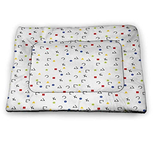 DayDayFun Geometric Pet Food Mat Abstract Triangle Square Star Circle Dot Figures Symbols Forms Artistic Design Personalized Pet Placemat Multicolor Size 18"x12"