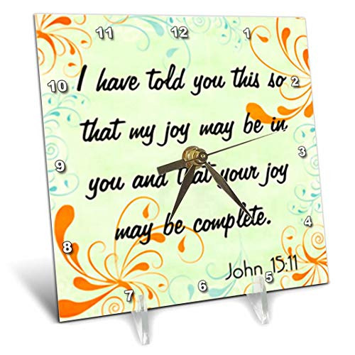 3dRose dc_150071_1 Bible Verse John 15-11 Gradient Swirl Pastel Bible Christian Inspirational Saying Desk Clock, 6 by 6-Inch 3dRose dc_150071_1 Bible Verse John 15-11 Gradient Swirl Pastel Bible Christian Inspirational Saying Desk Clock, 6 by 6-Inch