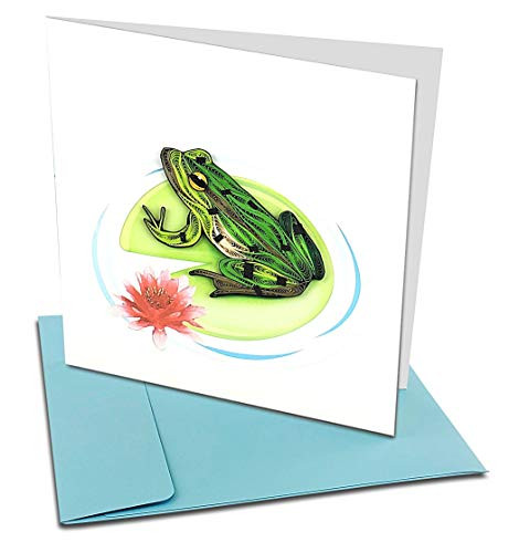 Frog Quilling Greeting Card, 6x6" with Envelope. Any Occasion. Blank Inside. Hand-made. Suitable for Framing.
