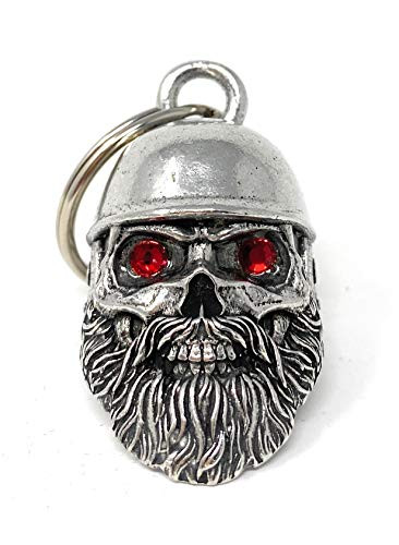 Helmet Skull Biker Diamond Biker Motorcycle Biker Bell Accessory or Key Chain for Luck