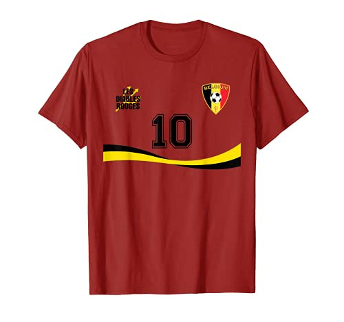 Belgium National Football Team Soccer Retro Jersey Number 10 T-Shirt Belgium National Football Team Soccer Retro Jersey Number 10 T-Shirt