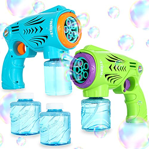 OleOletOy 2 Bubble Gun for Toddlers with Bubble Solution, Bubble Blaster Toy Guns Blowing Bubbles for Kids, Bubble Machine for Toddlers, Bubble Blower  and  Bubble Refill, Kids Outdoor Toys, Summer Toys