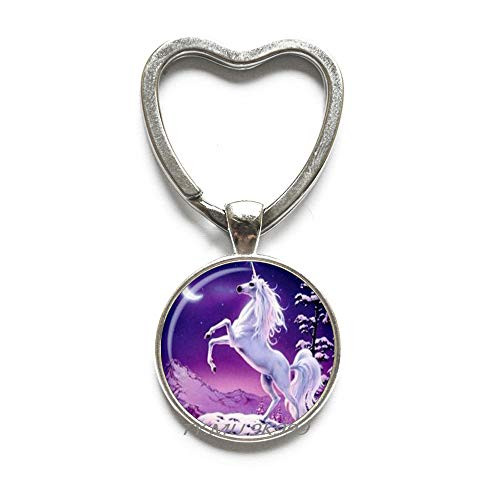 Unicorn Keychain,Moonlit Unicorn Key Ring,Glass Cameo Cabochon Tile Keychain Jewellery,Mystical Jewelry,Handmade Gift for Her.Y017