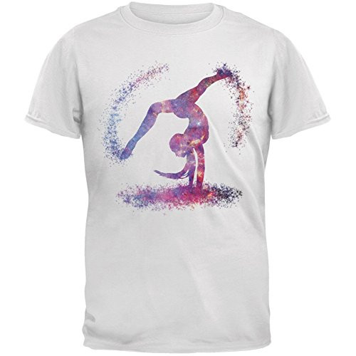 Old Glory Galaxy Gymnast White Adult T-Shirt - Small
