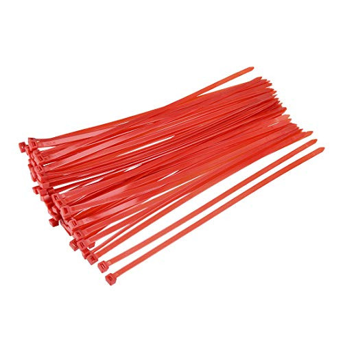 uxcell Cable Zip Ties 250mmx4.8mm Self-Locking Nylon Tie Wraps Red 60pcs