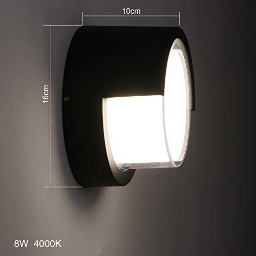 Pathson Outdoor Wall Sconce 8W LED Lamps Waterproof Indoor Modern Low Profile Lighting Fixtures 4000K White Light Wall Mount Light for Porch Courtyards Matte Black Finish (White Light)