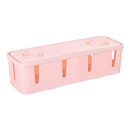 FIgures Cable Management Box, Hider Cord Organizer Box, Desk Cord Organizer Box, for Desk TV Computer USB Hub System to Cover and Hide  and  Power Strips and Cords -Pink-