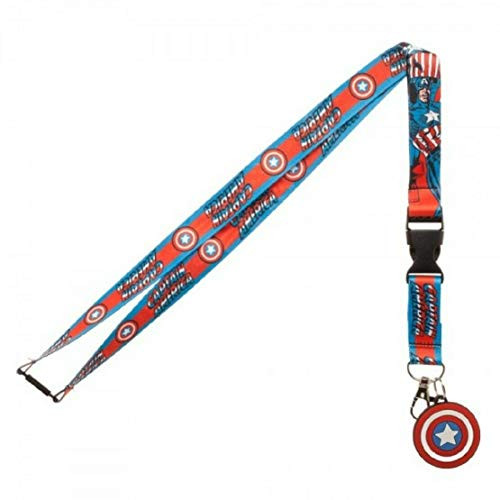 Captain A Lanyard ID Holder Break-Away Keychain w/Logo Charm