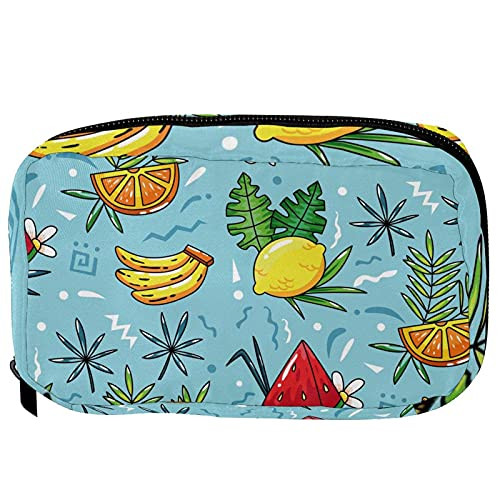 Inhomer Toiletry Bags for Women Tropical Lemon Banana Orange Watermelon Blue Travel Cosmetic Makeup Pouch Handy Pencil Cases Inhomer Toiletry Bags for Women Tropical Lemon Banana Orange Watermelon Blue Travel Cosmetic Makeup Pouch Handy Pencil Cases