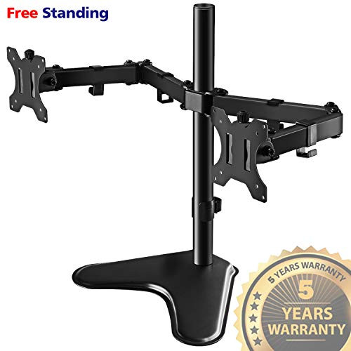 IMtKotW Dual LCD Monitor Stand, Free-Standing Desk VESA Mount, Full Motion Height Adjustable, Fits Two 13-32 Screens Hold up to 17.6lbs per Arm