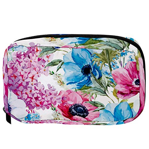 Inhomer Toiletry Bags for Women Watercolor Spring Flowers Red Blue Travel Cosmetic Makeup Pouch Handy Pencil Cases Inhomer Toiletry Bags for Women Watercolor Spring Flowers Red Blue Travel Cosmetic Makeup Pouch Handy Pencil Cases