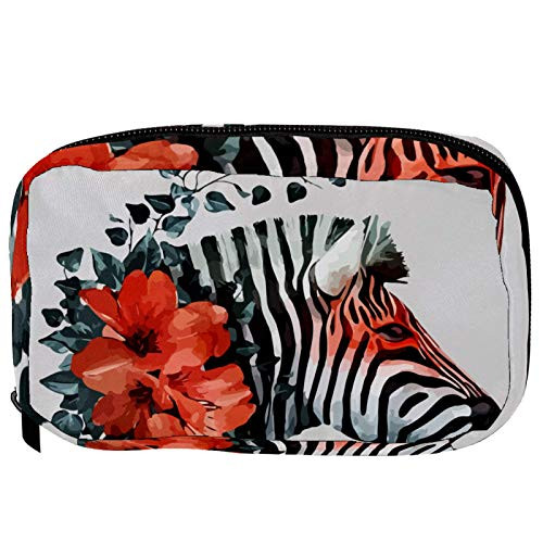 Inhomer Toiletry Bags for Women Watercolor Zebra With Red Floral Travel Cosmetic Makeup Pouch Handy Pencil Cases Inhomer Toiletry Bags for Women Watercolor Zebra With Red Floral Travel Cosmetic Makeup Pouch Handy Pencil Cases